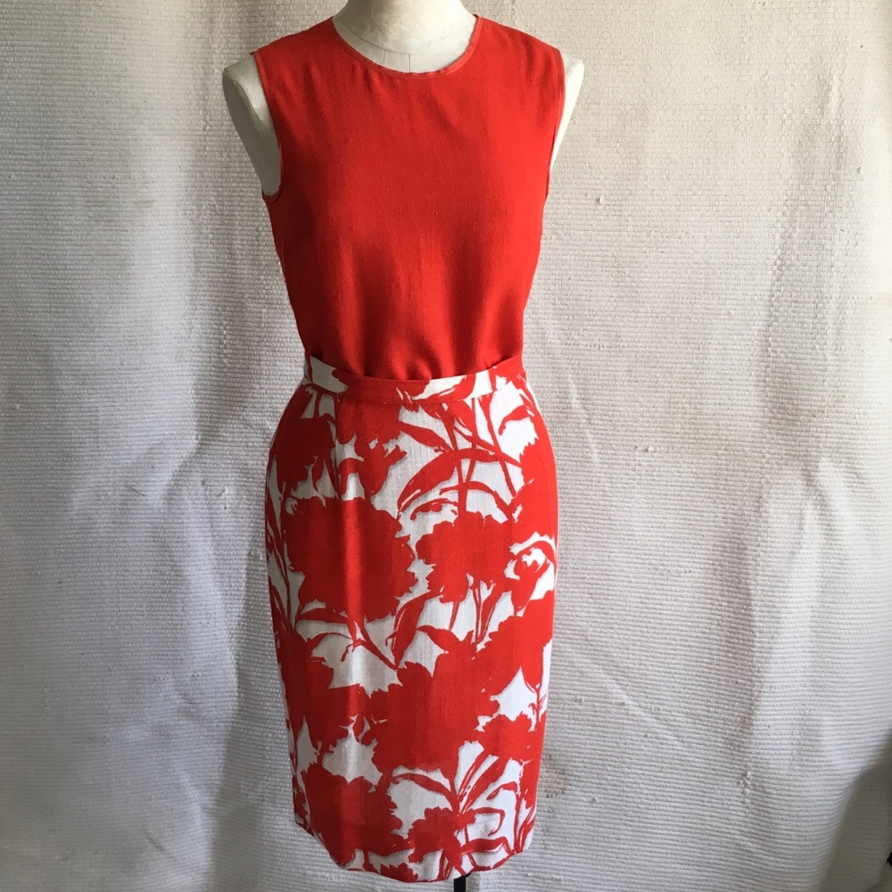 Prada S Vintage 2 Piece Set Red Top Skirt Dress